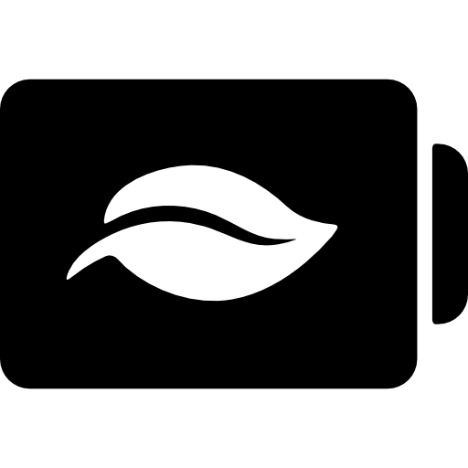 Battery status symbol with a leaf